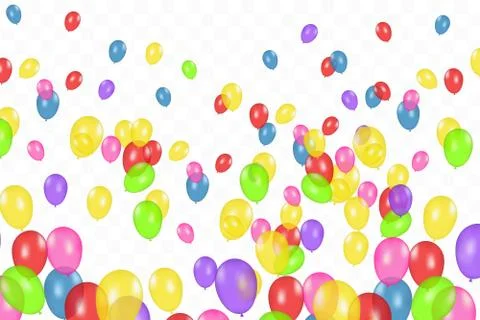 Color composition of vector realistic balloons isolated on transparent Stock Illustration