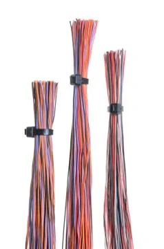 Color computer cable with cable ties Stock Photos