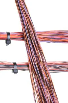 Color computer cable with cable ties Stock Photos