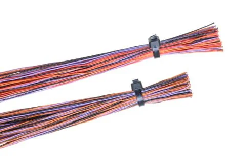 Color computer cable with cable ties 스톡 사진