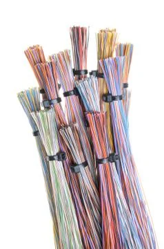 Color computer cable with cable ties Stock Photos