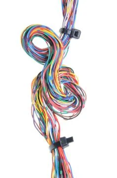 Color computer cable with cable ties Stock Photos