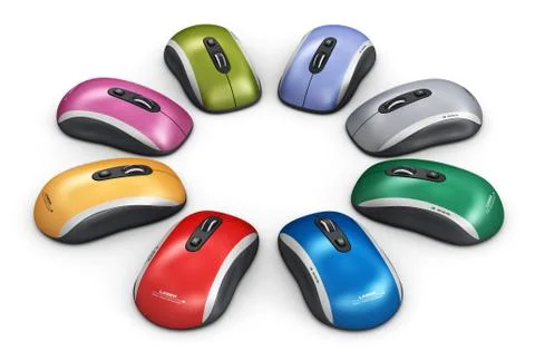 Color computer mouse arranged in circle Stock Illustration