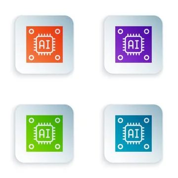 Color Computer processor with microcircuits CPU icon isolated on white イラスト素材