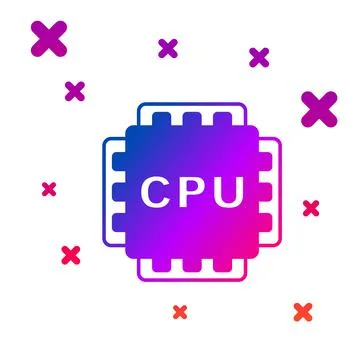 Color Computer processor with microcircuits CPU icon isolated on white Illustrazione stock