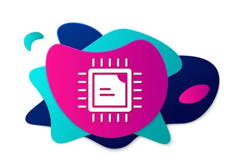 Color Computer processor with microcircuits CPU icon isolated on white イラスト素材