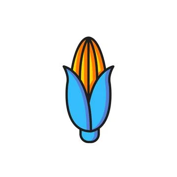 Color Corn icon isolated on white background. Flat filled outline style wit.. Stock Illustration