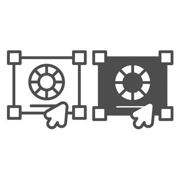 Color correction, color wheel, cursor pointer line and solid icon, web design Stock Illustration