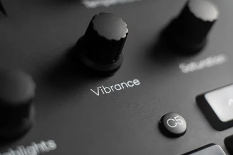 Color correction control buttons on the panel close-up. Stock Photos