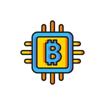 Color CPU mining farm icon isolated on white background. Bitcoin sign insid.. Stock Illustration