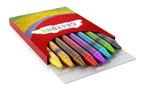 Color crayons isolated on white background. 3D illustration Stock Illustration