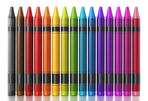 Color crayons isolated on white background. 3D illustration Stock Illustration