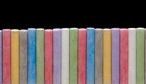 Color crayons in line Stock Photos