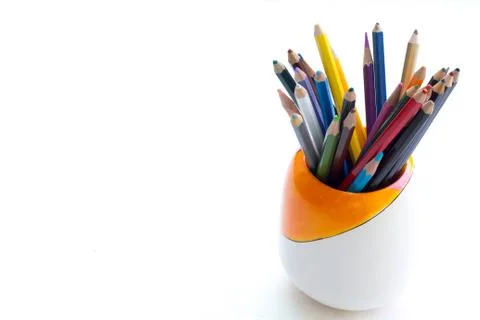 Color crayons on the white background Foto stock