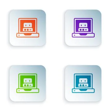Color Creating robot icon isolated on white background. Artificial intelligence Stock Illustration