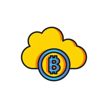 Color Cryptocurrency cloud mining icon isolated on white background. Blockc.. Illustrazione stock