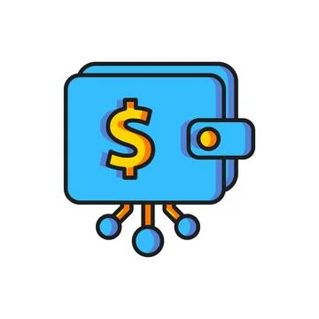 Color Cryptocurrency wallet icon isolated on white background. Wallet and b.. Stock Illustration