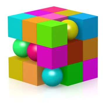 Color cube and sphere 2 Stock Illustration