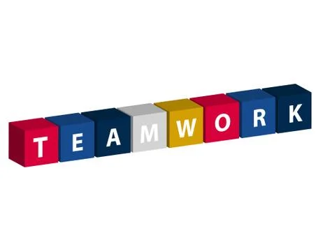 Color cube with text teamwork isolated on white background. Stock Illustration