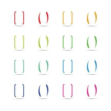 Color curly brackets, braces vector set Stock Illustration