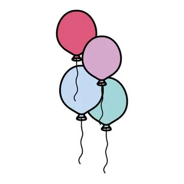 Color cute party balloons objects design Stock Illustration