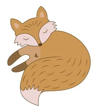 Color cute sleeping fox Stock Illustration