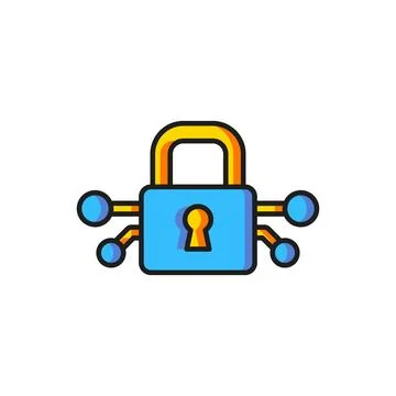 Color Cyber security icon isolated on white background. Closed padlock on d.. Illustrazione stock