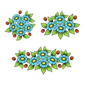 Color daisy elements set Stock Illustration