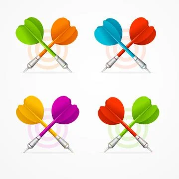 Color Darts Set. Vector Illustrazione stock