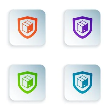 Color Delivery security with shield icon isolated on white background. Delivery Stock Illustration