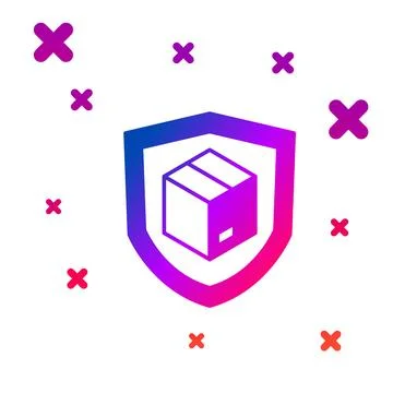 Color Delivery security with shield icon isolated on white background. Delivery Stock Illustration