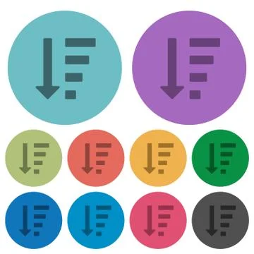 Color descending ordered list flat icons Stock Illustration