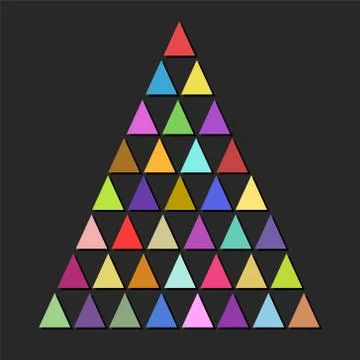 Color design christmas tree with triangles over dark background, merry christ Stock Illustration