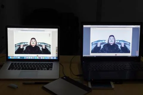 Color difference between displays Stock Photos