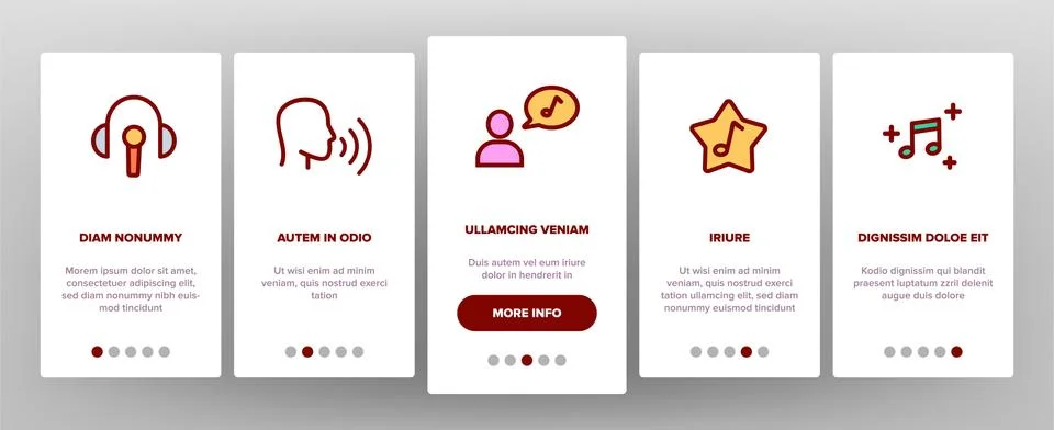 Color Different Singing Vector Onboarding Illustrazione stock