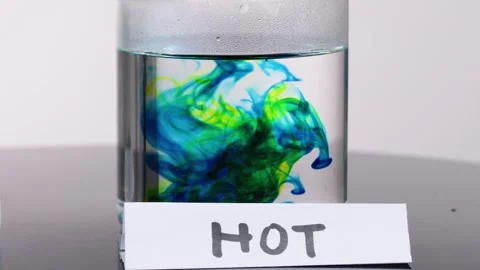 Color Diffusion in Hot Water Science Experiment Sequence Stock Footage 318943298