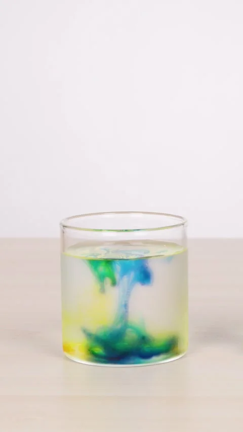 Color Diffusion in Water Glass Science Experiment Sequence Stock Footage 318940324