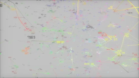 Color digital cloud.Abstract digital binary data nodes and connection paths form Stock Footage 98375107
