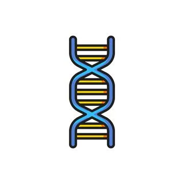 Color DNA symbol icon isolated on white background. Flat filled outline sty.. 스톡 일러스트