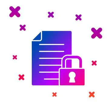 Color Document and lock icon isolated on white background. File format and Illustrazione stock