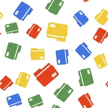 Color Document folder icon isolated seamless pattern on white background Stock Illustration