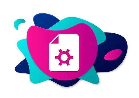 Color Document settings with gears icon isolated on white background. Software Stock Illustration