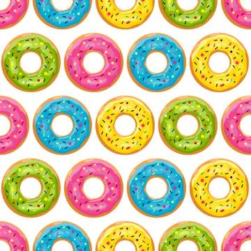 Color donut pattern. Glazed donuts background. Vector illustration Stock Illustration