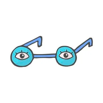 Color doodle icon. glasses. vector illustration of glasses with eyes. Stock Illustration