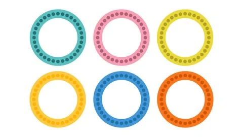Color Dot Rings  Circular Icon Set with Teal, Pink, Yellow, Orange, Blue Ac.. 스톡 일러스트