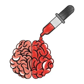 Color dropper and brain scribble Stock Illustration