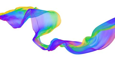 Color dynamic wave flow on white background 3d render Stock Illustration