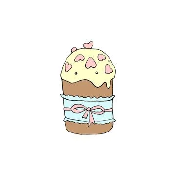 Color Easter cake or sweet bread or Paska. Simple hand drawn illustration. Tr Illustrazione stock