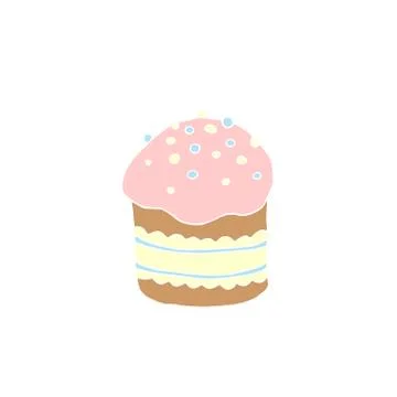Color Easter cake or sweet bread or Paska. Simple hand drawn vector illustrat Illustrazione stock