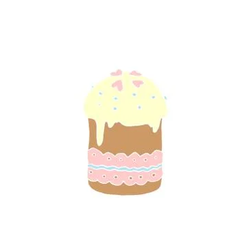 Color Easter cake or sweet bread or Paska. Simple hand drawn vector illustrat Illustrazione stock